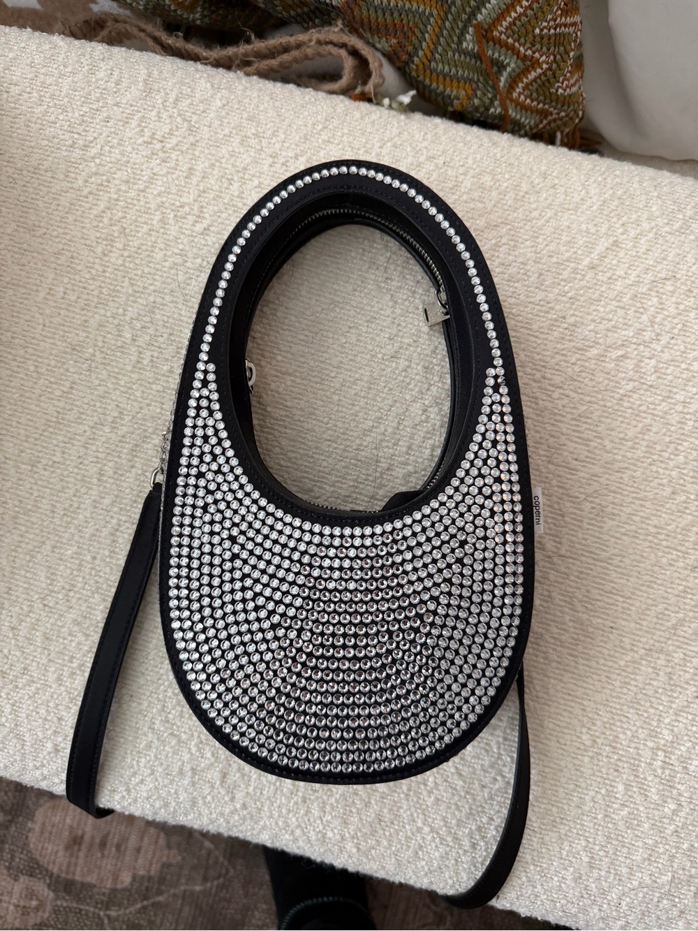 Coperni Black Crystal-Embellished Swipe Bag